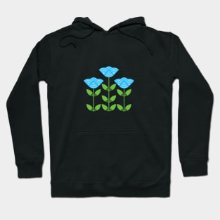 Three Japanese style blue flowers Hoodie